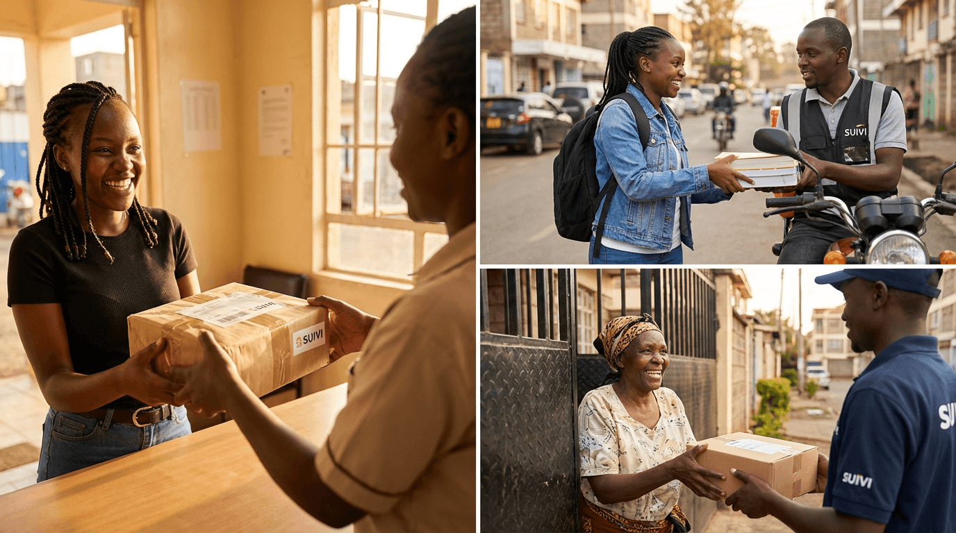 Person using Suivi app to send a parcel